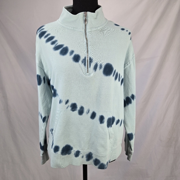 OLD NAVY Light teal tie dye Pullover Quarter Zip Sweater Size Medium - Picture 5 of 8